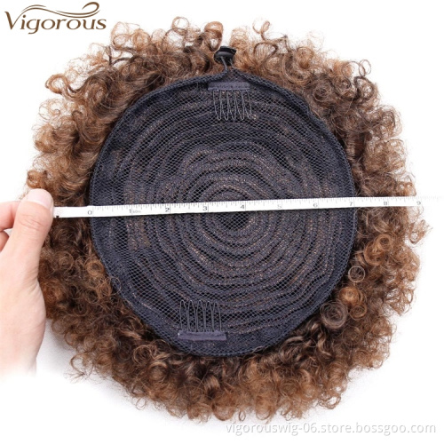 Vigorous Blonde Curly Chignon Afro Natural Bun Hairpiece Puff Drawstring Ponytail Extensions Synthetic Hair Bun for Women